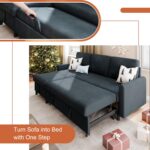 Vongrasig Sectional Sleeper Sofa, Pull Out Couch Bed with Storage, 2 in 1 L-Shaped Sofa Bed with Storage Chaise Linen Fabric for Living Room, Apartment, Small Space, Dark Grey - Image 9