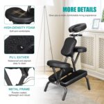 Nova Microdermabrasion Portable Massage Chair Foldable Tattoo Therapy Chair 4 Inches Thickness Sponge Face Cradle Spa Salon Massage Chair (Black) - Image 7