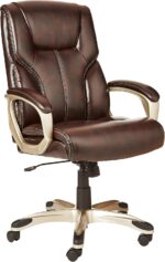 Amazon Basics Executive High Back Office Desk Chair, Adjustable Height, Tilt, Swivel, One Size, Brown/Gold - Image 8