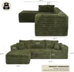 Cloud Sectional Couch with L-Shape Chaise,Modern Modular Sofa with Deep Seat, Upholstered Couches with Left Facing Chaise for Living Room Bedroom, No Assembly Required, Green (Plush Corduroy Fabric) - Image 3