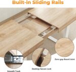 63"-78.7" Expandable Dining Table, 6-10 Farmhouse Kitchen Table, Extendable Dining Table, Rectangular Kitchen Table with Metal Track, Tapered U-Shaped Legs for Dining Room, Office-Oak - Image 5