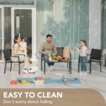 Devoko 4 Pieces Patio Furniture Set Outdoor Garden Patio Conversation Sets Poolside Lawn Chairs with Glass Coffee Table Porch Furniture (Black) - Image 6