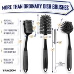 Dish Brush Set of 4 with Bottle Water Brush, Dish Scrub Brush, Scrubber Brush and Straw Brush - Kitchen Scrub Brushes Ergonomic Non Slip Long Handle for Cleaning Cleaner Wash Dish Sink Dishes Cup Pot - Image 3