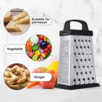 Kaishun Cheese Grater, Mini Size 4-Sided Stainless Steel Grater, Food Shredder for Cheese, Parmesan, Vegetable, Dishwasher Safe, Black - Image 5