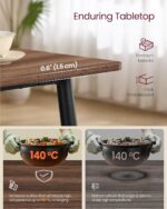 VASAGLE Dining Table, Dining Room Table for 4-6 People, Modern Farmhouse, for Kitchen, Quick Assembly, Heat-Resistant Surface, 29.5 x 55.1 x 29.5 Inches, Natural Walnut and Ink Black UKDT100K02V1 - Image 5