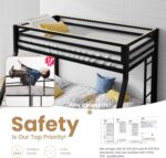 SHA CERLIN Loft Bunk Bed Twin Over Full Size with Ladder and Guardrail,Heavy Duty Metal Slats Support No Box Spring Needed Small Space Saving Furniture for Bedroom Dorm,Black - Image 6