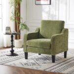 VINGLI Accent Chair for Living Room Chairs Olive Green Reading Chair for Bedroom Scooped Arm Chair Mid Century Modern Accent Chairs Upholstered Comfy Chair for Apartment, Waiting Room - Image 3