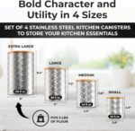 Pebble & Stem® Silver Stainless Steel Canister Set for Kitchen Counter, Food-Grade Canister Set of 4, Airtight Lids, Sugar and Flour Containers for Countertop, Coffee and Tea Storage, Farmhouse Decor - Image 4