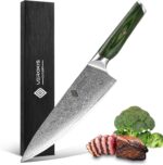 VEROXIS Damascus Chef Knife 8 Inch, Professional Japanese Kitchen Knives Sharp High Carbon Super Steel with Ergonomic Pakkawood Handles, Elegant Gift Box Packaging - Image 2