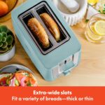 BELLA 2 Slice Toaster with Auto Shut Off - Extra Wide Slots & Removable Crumb Tray and Cancel, Defrost & Reheat Function - Toast Bread, Bagel & Waffle, Aqua - Image 4