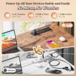 PRAISUN 61" L Shaped Desk with Power Outlets and USB-C Port, Reversible Computer Corner Office Desk with 4 Fabric Drawers and 2 Height-Adjustable Shelves, Large for Gaming Writing Study, Rustic Brown - Image 5