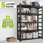 Book Shelf, 5 Tier Metal Wide Bookshelves, Heavy Duty Bookcase, Adjustable Industrial Bookshelf, Tall Book Shelf for Living Room & Bedroom and Library, Black(72" H*35.4" W*15.8" D) - Image 4