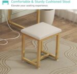 Makeup Vanity Desk No Mirror with Chair for Girls, White Small Vanity Table Set with Fabric Drawers, Power Outlet Without Mirror, Modern Make Up Desk for Bedroom - Image 6