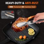 Hotec Stainless Steel Kitchen Tongs Set of 2 - 9" and 12", Locking Metal Food Tongs Non-Slip Grip - Image 3