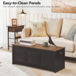 HOOBRO Storage Bench, 39.3" Retro Wooden Storage Chest, Wooden Storage Trunk, Toy Chest with Lift Top, Multifunctional Entryway Organizer, for Entryway, Living Room, Black and Walnut BH141CW01 - Image 6