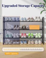 Kitsure Extra-Long Shoe Rack for Closet, Shoe Organizer for Front Door Entrance, Stackable Shoe Shelf, Detachable Closet Organizers and Storage, Black, 39.0" x 11.8" x 23.2" - Image 6