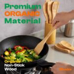 Riveira Bamboo Wooden Spoons for Cooking 6-Piece, Apartment Essentials Wood Spatula Spoon Nonstick Kitchen Utensil Set Premium Quality Housewarming Gifts for Everyday Use - Image 3