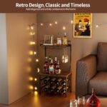 Nuovoware 3-Tier Liquor Cabinet with Wine Rack, Freestanding Liquor Stand with 8-Bottle for Mini Bar, Versatile Wine Rack Freestanding Floor with Tabletop and 8 Glass Holders, Black+Retro Brown - Image 7
