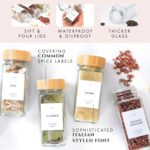 FINESSY Glass Spice Jars with Label with Bamboo Lids 36 Pack Set, 4oz Empty Clear Glass Spice Bottles with Shaker Lids, Airtight Kitchen Seasoning Organizer Jars, Herb Seasoning Containers with Labels - Image 4