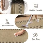 LIVEBOX Easy Jute Checkered Runner Rug for Kitchen, Scalloped Washable 2x6 Tan Rugs for Entryway, Geometric Indoor Outdoor Non Slip Rug Farmhouse Morden Carpet Door Mat Area Rug for Bedroom Hallway - Image 5