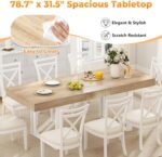 63"-78.7" Expandable Dining Table, 6-10 Farmhouse Kitchen Table, Extendable Dining Table, Rectangular Kitchen Table with Metal Track, Tapered U-Shaped Legs for Dining Room, Office-Oak - Image 7