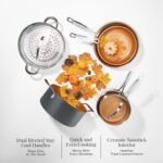 Gotham Steel 9.5 Inch Copper Non Stick Frying Pans, Ceramic Non Toxic Frying Pans Nonstick Skillet Made Without PFOA PFOS, Lightweight, Stay Cool Handle, Oven and Dishwasher Safe - Image 4