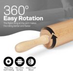 All-Purpose 17.6 Inch Beech Wood Non-Stick Rolling Pin - For Baking, Pizza, Pasta, Pie, Cookies, Pastry. - Image 4