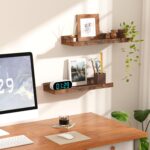 upsimples Floating Shelves for Wall, Wall Shelves for Decor Storage Set of 6, Wall Mounted Wood Shelf for Bedroom, Living Room, Bathroom, Kitchen, Picture Ledge Shelf, Brown - Image 5