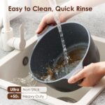 SENSARTE Nonstick Stock Pot with Lid, 4.5 Quart Induction Cooking Pot with Tempered Glass Lid, Stew Pot with Swiss Nonstick Granite Coating, Pasta Casserole, Free of Intentionally Added PFOA, Gray - Image 5