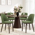 COLAMY Upholstered Dining Chairs Set of 4, Modern Kitchen Chairs with Back, Fabric Side Dining Room Chairs with Wood Legs for Farmhouce Restaurant, Green - Image 4