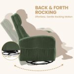 Yaheetech 360° Swivel Glider Chair for Nursery, Rocking Chair Nursing Chair with Side Pockets, Corduroy Glider for Living Room with High Back Dark Green - Image 10
