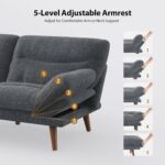 Pipishell Convertible Futon Sofa Bed,66" Corduroy Futon Couch with Adjustable Backrest and Armrests, Recliner Sleeper Sofa for Small Spaces, Play Room or Office, Grey - Image 7