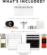 SAVVY & SORTED Glass Jars with 24PK 4oz Containers for Herbs and Seasonings – Includes Pepper Grinder, 374 Labels, Funnel, Shaker Lids & Empty Bottles - Image 3