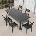 Patio Table with Umbrella Hole 83" Rectangle Aluminum Indoor Outdoor Dining Table for 6-8 All Weather Outside Table for Lawn Backyard Garden Poolside Park - Image 10