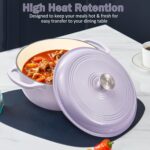 Vivicreate 6 Quart Enamel Cast Iron Dutch Oven Pot with Lid – Enameled Cookware for Baking, Roasting, and Braising – Durable Cast Iron Pot for Stove Top and Oven Use purple color - Image 8