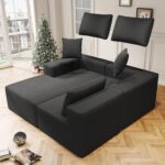 108" Cloud Sectional Couch with L-Shape Chaise,4 Seat Modern Modular Sofa with Deep Seat, Upholstered Couches for Living Room Bedroom, with Oversized Chaise Waist Pillows,No Assembly Required (Black) - Image 3
