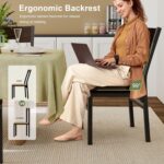 Feonase Dining Chairs Set of 6, Modern Kitchen Chairs with Ergonomic Backrest, MDF Board and Metal Legs, Dinner Chairs for Dining Room, Kitchen and Living Room, Espresso - Image 5