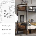 2 IN 1 Metal Bunk Bed Twin Over Twin, Convertible Twin Bunk Beds into 2 Individual Twin Size Bed for Kids Adults, 14.8" High Guard Rail,Space-Saving No Box Spring Needed Easy Assembly (Vintage Brown) - Image 10