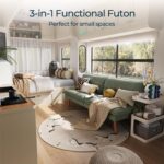 LINSY HOME Futon Sofa Bed - Convertible Corduroy Futon Couch Bed with Adjustable Backrest, Modern Small Loveseat Sleeper Sofa for Small Spaces, Living Room, Apartment or Office (Green) - Image 8