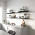 Black Wood Floating Shelves for Wall Rustic Wall Shelves for Bedroom Set of 6 - Image 6