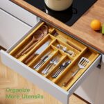 Pipishell Bamboo Silverware Organizer, Expandable Cutlery Tray, Utensil Drawer Organizer in Kitchen for Spoons Forks Knives, Multipurpose Use, Natural, Large - Image 3