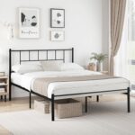VECELO Queen Metal Platform Bed Frame with Headboard, Heavy Duty Steel Slat Support, Under Bed Storage,No Box Spring Needed, Easy Assembly - Image 4