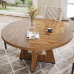 Tribesigns Farmhouse Dining Table, 47 Inch Round Dinner Table for 4, Rustic Round Dining Room Table for Home Dining Room Living Room (Wood) - Image 9