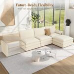 Vesgantti 108" Modular Sectional Sofa, Comfy Cloud Couch with Movable Ottoman Deep Seat Chenille L Shaped Modular Sofa, Sectional Couches for Living Room, Bedroom and Apartment, Beige - Image 9