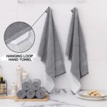 Homaxy Premium Kitchen Towels(18”x 28”, 6 Pack), Large Cotton Kitchen Hand Towels, Flat and Terry Dish Towels, 380 GSM Highly Absorbent Tea Towel Set with Hanging Loop, Grey - Image 4