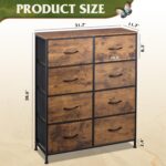 WLIVE Fabric Dresser for Bedroom, Tall Dresser with 8 Drawers, Storage Tower with Fabric Bins, Double Dressers, Chest of Drawers for Closet, Living Room, Hallway, Dorm, Rustic Brown Wood Grain Print - Image 4