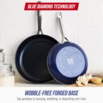 Blue Diamond 9.5” & 11" Nonstick Frying Pan Skillet Set, Diamond Infused PFAS & PTFE-Free Ceramic Pots & Pans, Dishwasher & Oven Safe, Stay Cool Handles, Durable Non Toxic Metal Utensil Safe, Blue - Image 9