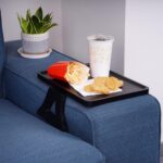 Couch Arm Tray, Sofa Armrest Table Portable Clip-On Folding Tray, Small Space Friendly Sofa Side Table for Eating, Drinking, Working, Remote Storage, Black - Image 5