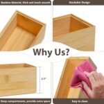 Kitchen Drawer Organizer Bins, Stackable Bamboo Deep Drawer Organizer for Silverware, Utensils, Cutlery, Flatware, Junk Drawer, Dresser, Bathroom, 9" x 3" x 2.5" (Set of 2) - Image 10