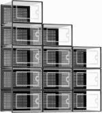 Kuject X-Large Shoe Storage Boxes Organizers Clear Plastic Stackable 12 Pack, Shoe Rack & Holder Substitute, Sneaker Containers, Toy Storage Organizer Bins for Entryway, Closet, Under Bed, Black - Image 2
